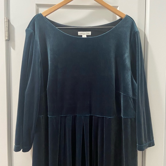 Forest green velvet maxi dress coldwater creek women's plus 3x 24-26 EUC - Picture 2 of 9